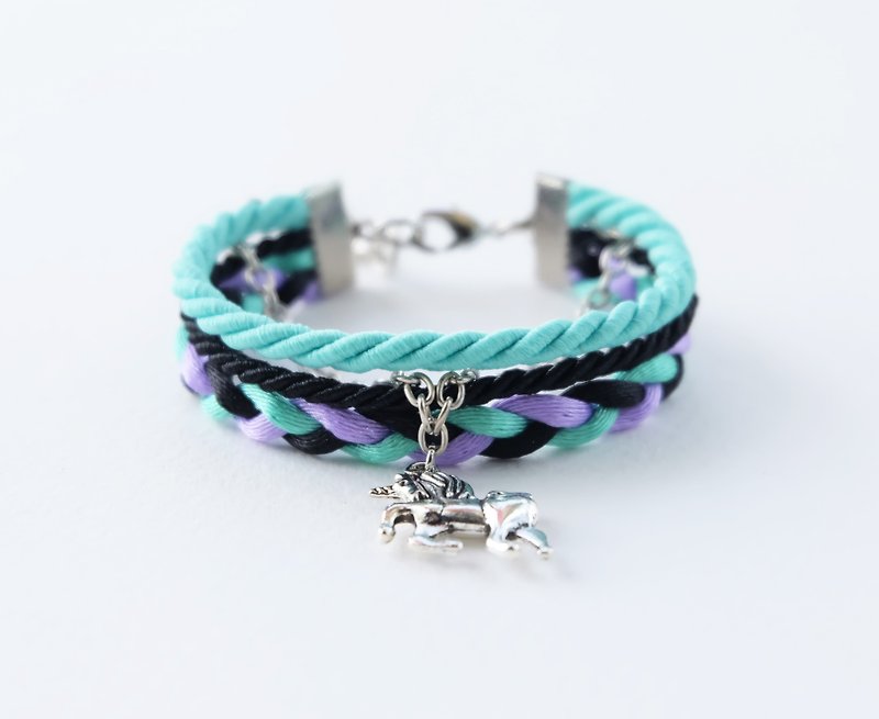 Unicorn wrap bracelet in matte mint / black / purple - 手链/手环 - 其他材质 紫色