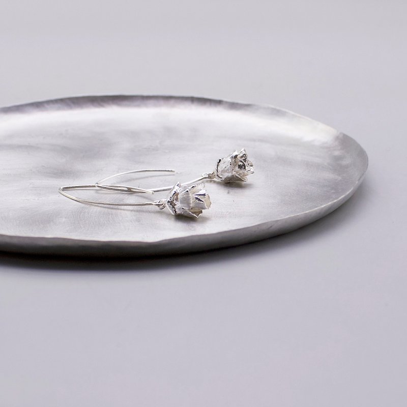 松果 中耳勾纯银耳环 夹式耳环 - 耳环/耳夹 - 纯银 银色