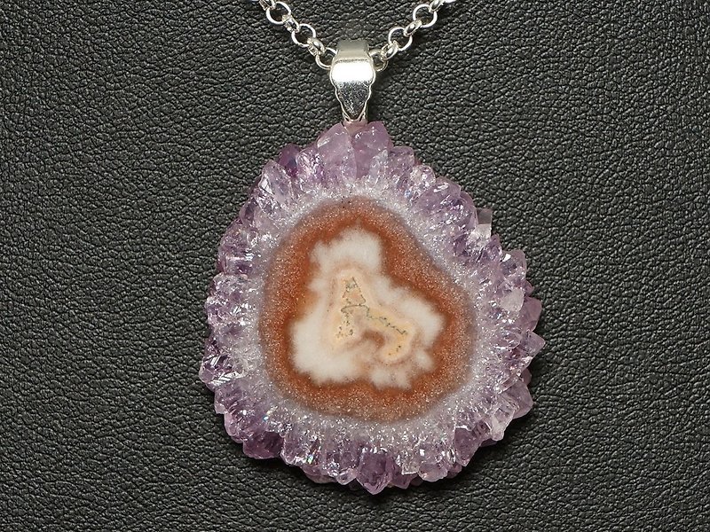 Amethyst Stalactite Slice Purple Lilac Lavender Ultra Violet Pendant Necklace - 项链 - 宝石 紫色