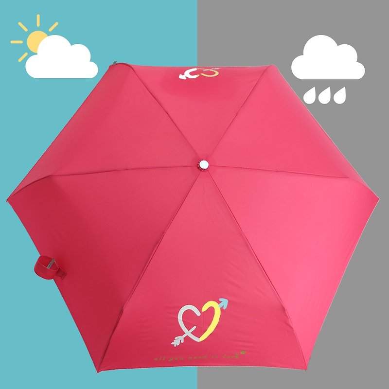【台湾文创 Rain's talk】爱的宣言变色抗UV三折手开伞 - 雨伞/雨衣 - 防水材质 红色
