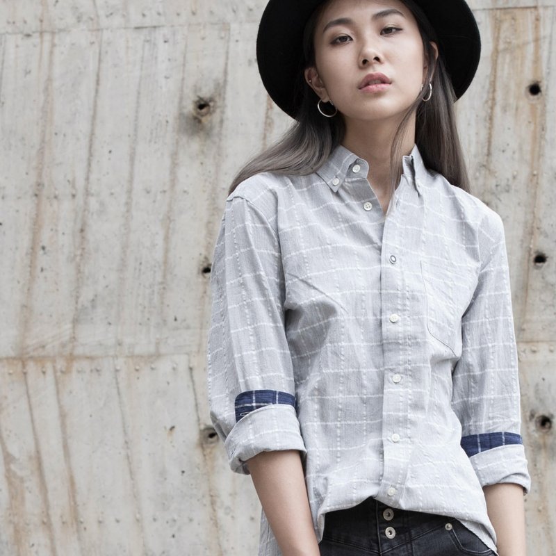 Made in Tokyo - Plaid Shirt（日本制）-仅剩S号 - 女装衬衫 - 棉．麻 灰色