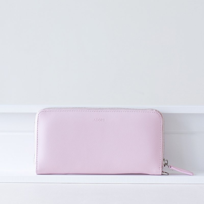 MeLLow - Round Zip Wallet - Pink - 皮夹/钱包 - 真皮 粉红色