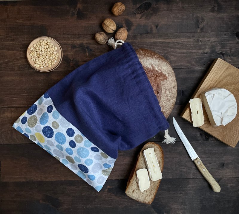 Linen Reusable Drawstring Sourdough Bread Bag, Cottage Style, Gift for Mom - 调味罐/酱料瓶 - 亚麻 紫色