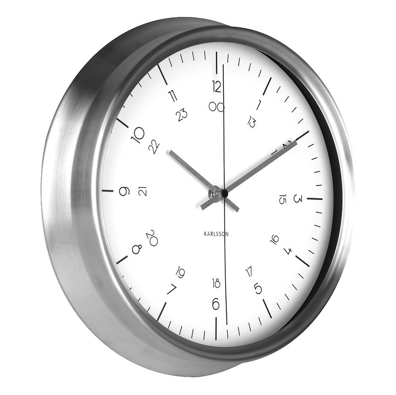 Karlsson, Wall clock Nautical stainless steel white - 时钟/闹钟 - 其他金属 灰色