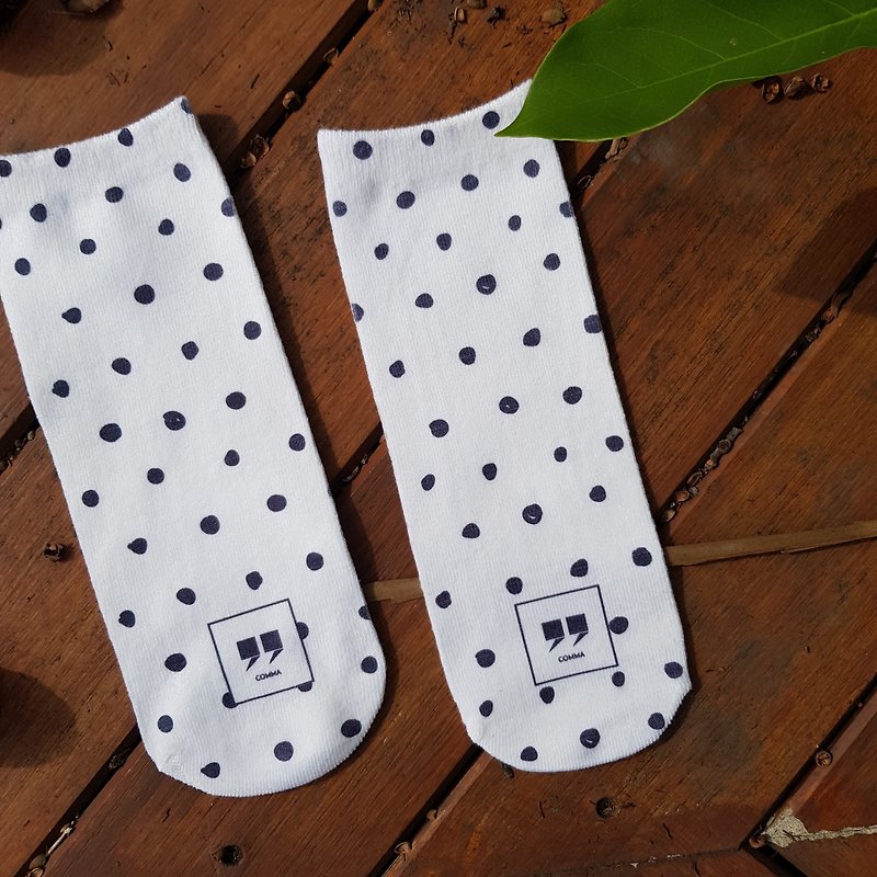 Dot Sock - 袜子 - 棉．麻 黑色