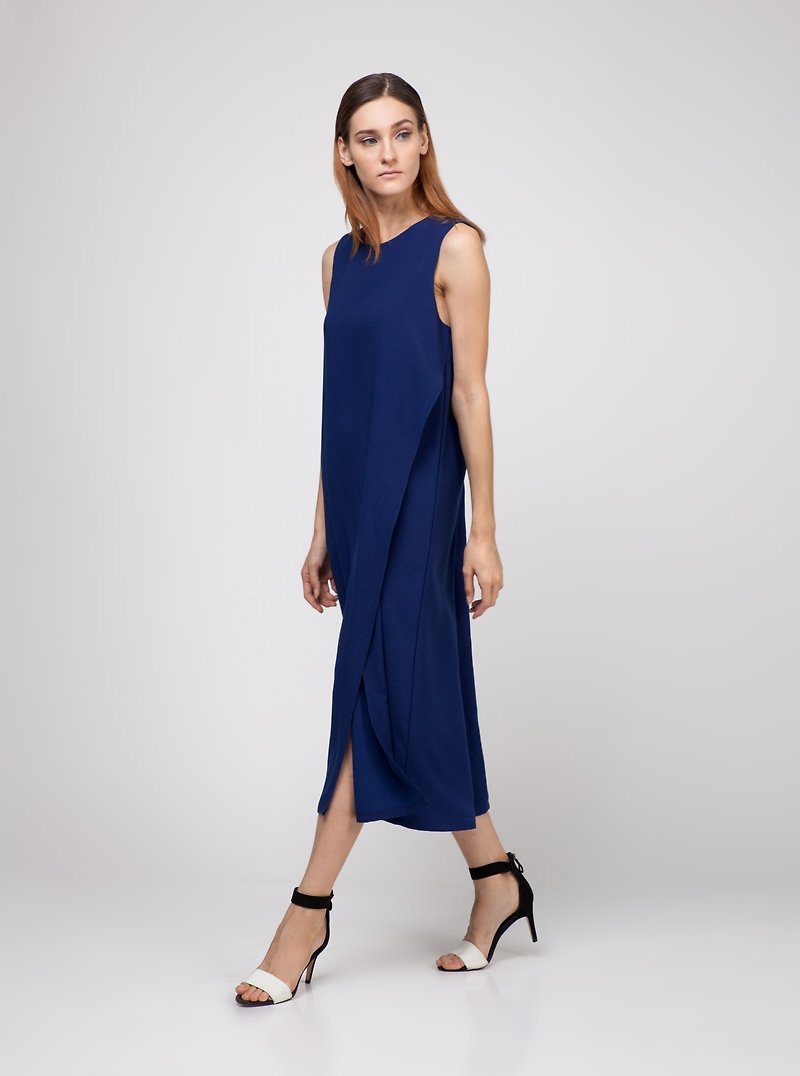 Blue Asymmetrical Dress - 洋装/连衣裙 - 其他材质 蓝色