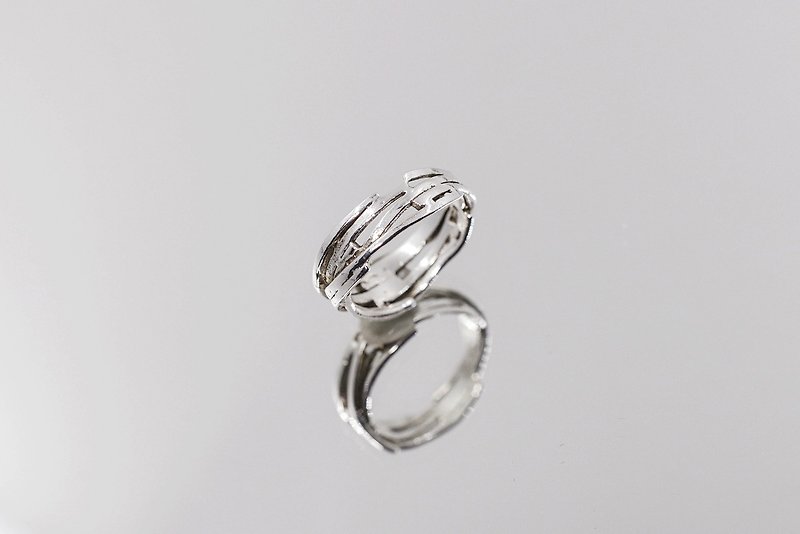 【半亩光】木质感戒指 - 戒指 - 纯银 银色