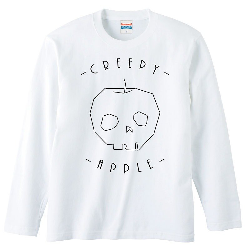 ロングスリーブTシャツ / Creepy apple - 男装上衣/T 恤 - 棉．麻 白色