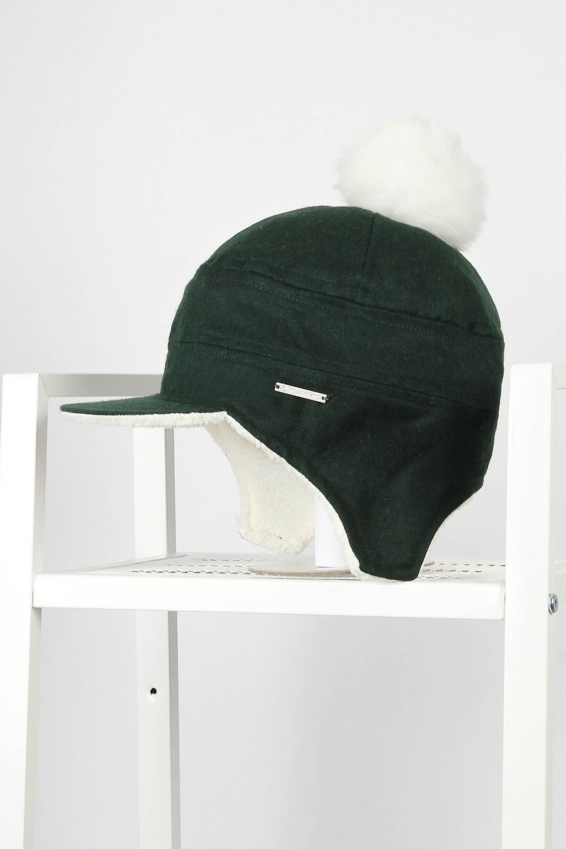 绒毛圣诞双色反光飞行毛帽 - 圣诞绿/白 - 帽子 - 羊毛 绿色