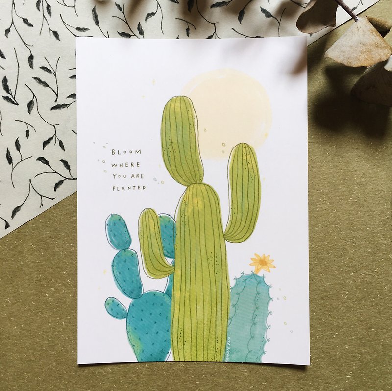Blooming Cactus 曼蒂明信片 - 卡片/明信片 - 纸 绿色