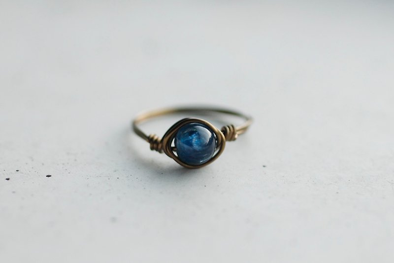 9月诞生石 -  蓝晶青铜铜线戒指 水晶 半宝石 - 戒指 - 宝石 蓝色