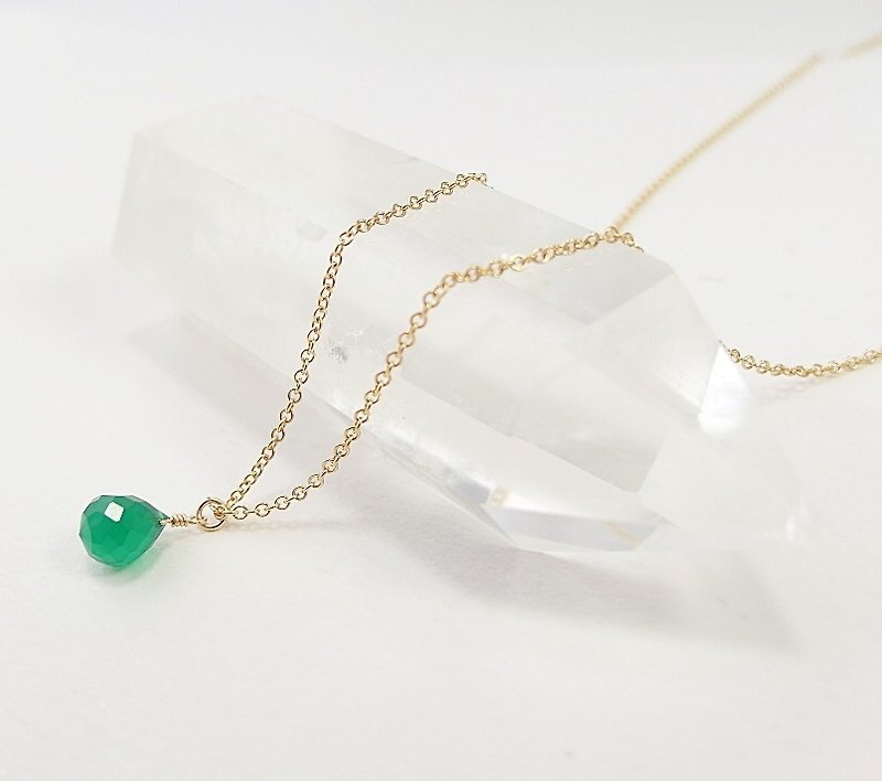 ∣一抹月光∣  一点绿14k金 锁骨项链 - 项链 - 宝石 绿色