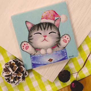 ChinChin 手绘猫咪陶瓷吸水杯垫 - 口袋暖暖猫