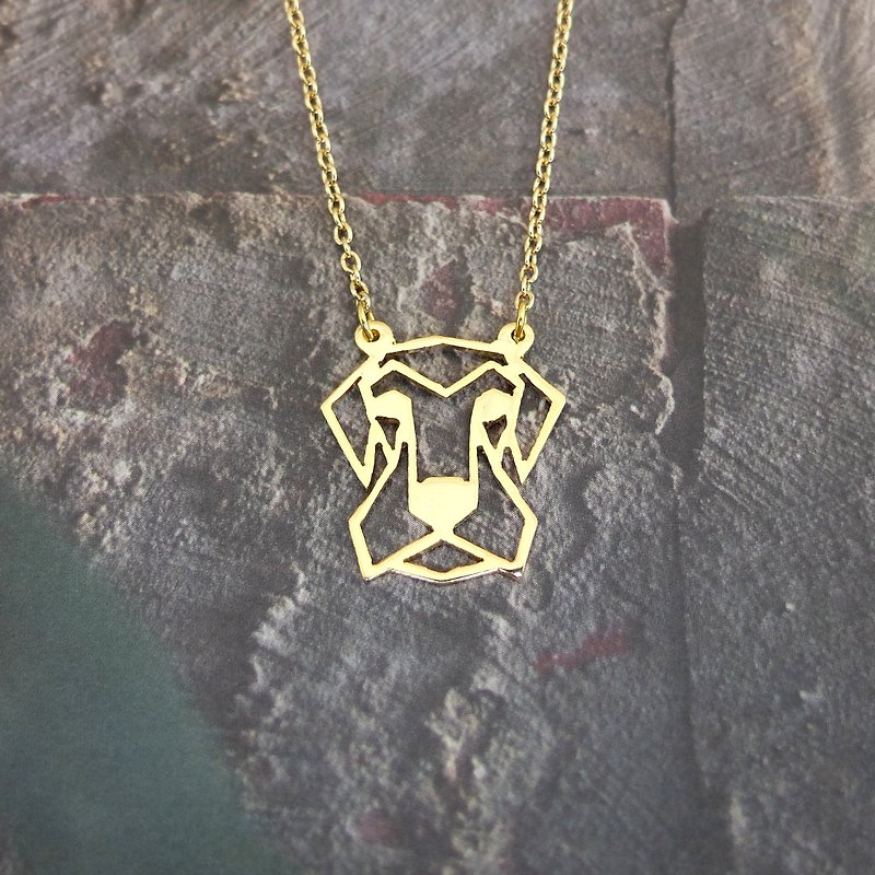 Airedale Terrier Dog Necklace, Gold Plated Brass Necklace, Dog Birthday gift - 项链 - 铜/黄铜 金色