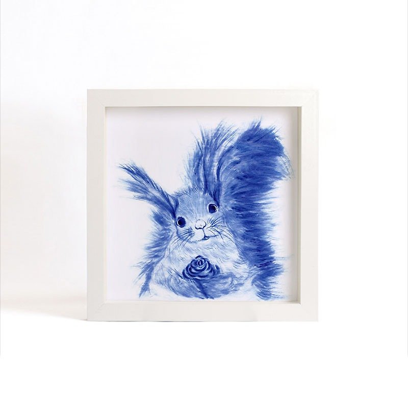 《Visit》青花系列复制画 —— 松鼠（不含框） - 海报/装饰画/版画 - 纸 蓝色