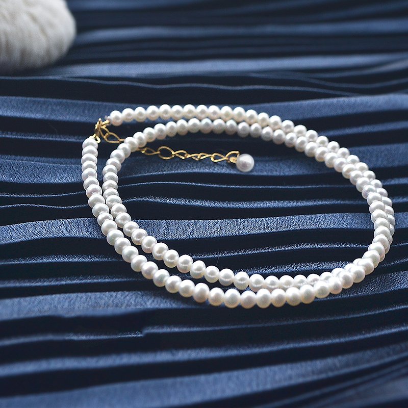 Mini 单圈小珍珠颈链  精选高品质超性价比天然小珍珠 925银镀金 - 项链 - 珍珠 
