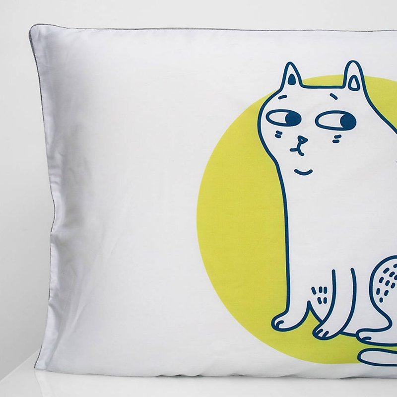 喵星人原創手繪棉質卡通枕套  學生單人雙人手繪貓咪40支純棉床品 - 寝具 - 棉．麻 黄色