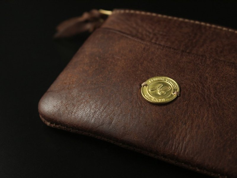 Coin Case 皮革零钱包 - 咖色 - 零钱包 - 真皮 多色