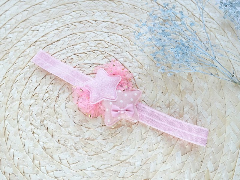 婴儿头带 - 粉红星星发带 (百日宴 弥月 送礼 自用) - 满月礼盒 - 其他材质 