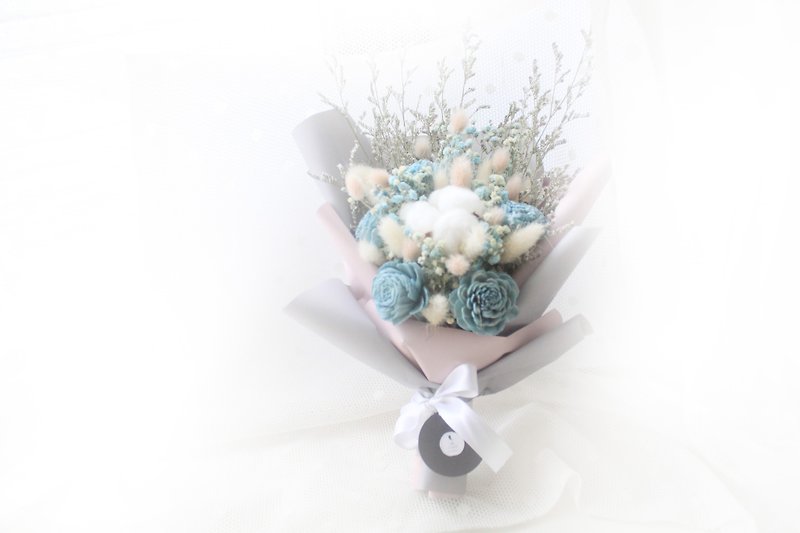 法式森林气质典雅花束・白棉与蓝满天星干燥花礼 - 干燥花/捧花 - 植物．花 蓝色
