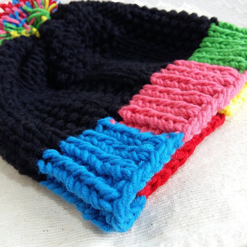 纯手织毛毛暖暖彩色人生毛线帽 - 帽子 - 聚酯纤维 多色