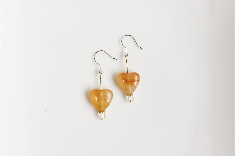 琥珀之爱 古董树脂耳环 - 耳环/耳夹 - 宝石 橘色