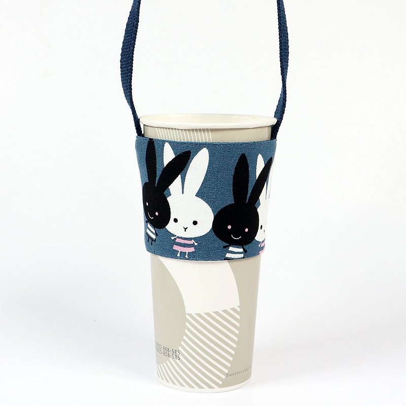 饮料杯套 环保杯套 提袋- 萝卜兔 (蓝) - 随行杯提袋/水壶袋 - 棉．麻 蓝色
