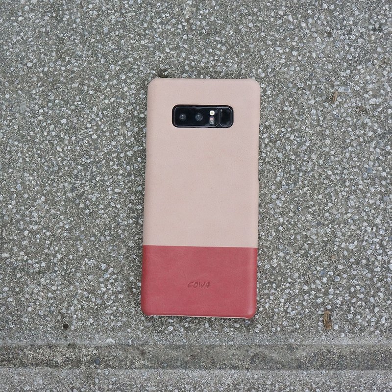 NOTE 8 双色皮革手机壳-石英粉/珊瑚红 - 手机壳/手机套 - 真皮 粉红色