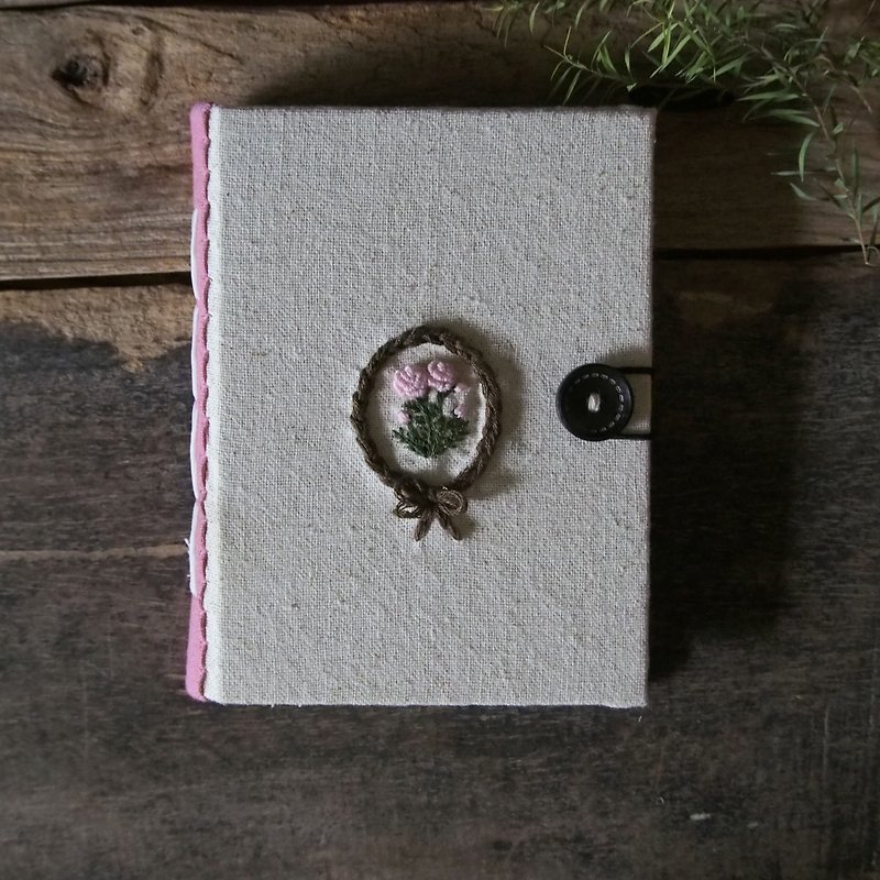 Embroidery fabric notebook - 笔记本/手帐 - 棉．麻 粉红色