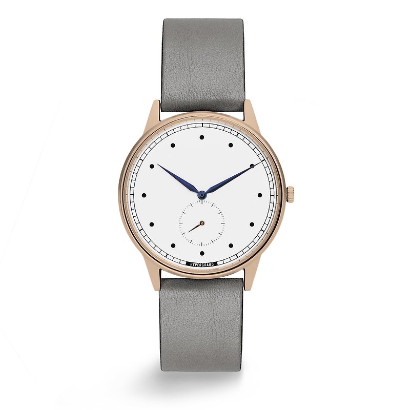 HYPERGRAND - 小秒针系列 - 玫瑰金白表盘灰皮革 手表 - 女表 - 其他材质 灰色