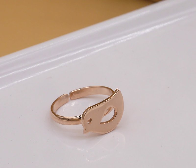 Handmade Little Bird Ring - Pink gold plated on brass Little Me by CASO jewelry - 戒指 - 其他金属 粉红色