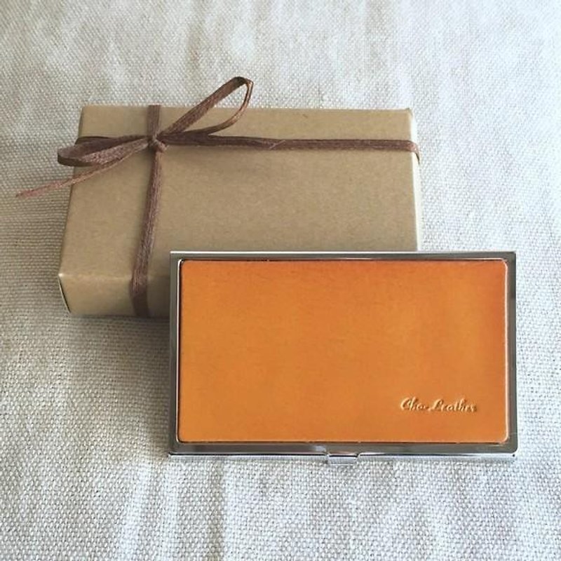 オーダーメイド刻印　コードバンカードケース　【キャメル】 - 名片夹/名片盒 - 真皮 橘色