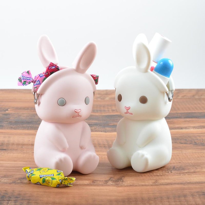 立体兔子硅胶口金包(两色) - 零钱包 - 硅胶 粉红色