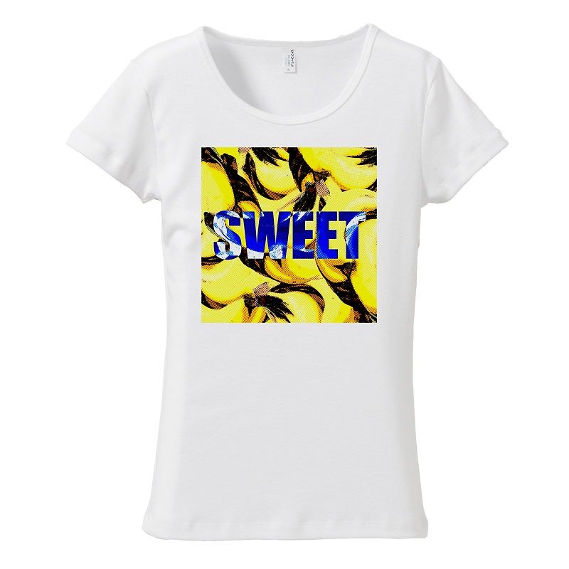 [レディースTシャツ] sweet banana - 女装 T 恤 - 棉．麻 白色