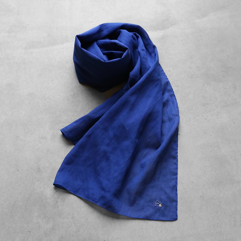 かるふわコットンストール・ネイビー - 丝巾 - 棉．麻 蓝色