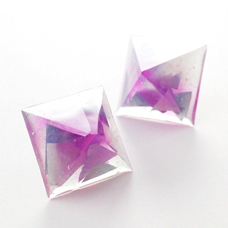 ピラミッドピアス(ウロコダイル) - 耳环/耳夹 - 其他材质 粉红色