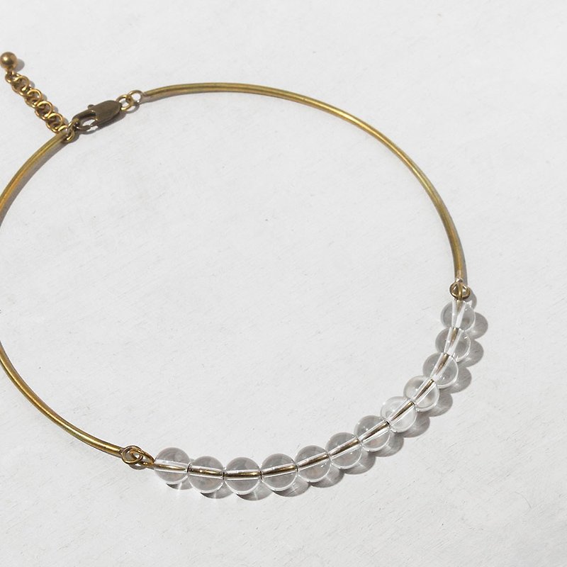 透明水晶珠黄铜可调式颈圈 - 项链 - 宝石 透明