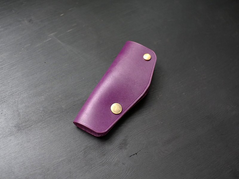 【优惠中】真皮单把钥匙包-紫色【夫烈区雕刻皮】 - 钥匙链/钥匙包 - 真皮 紫色