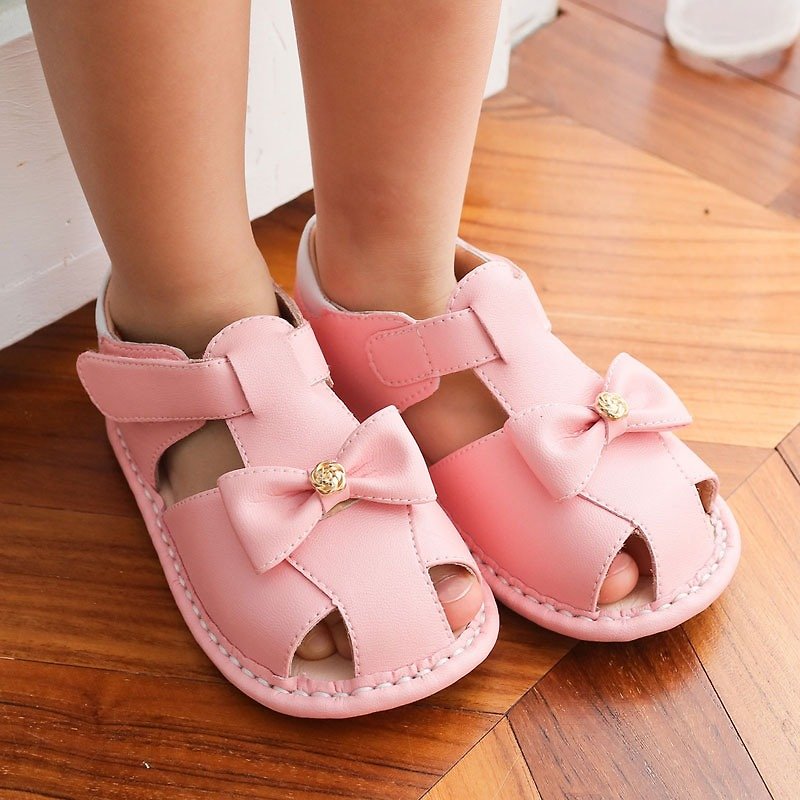 (零码特价)蔷葳蝴蝶结宝宝凉鞋-玫瑰粉12.5号 - 童装鞋 - 真皮 粉红色