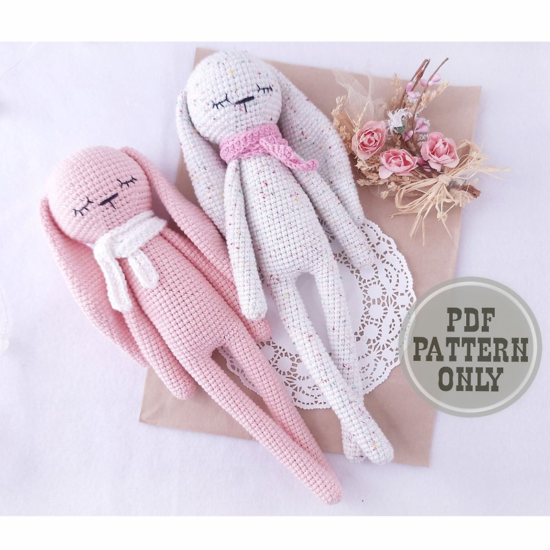 Amigurumi bunny toy crochet PATTERN for scandinavian nursery - 编织/刺绣/羊毛毡/裁缝 - 其他材质 白色