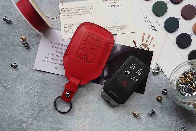 沃尔沃Volvo车钥匙包 纯手工牛皮 颜色款式可定制化 订制刻字礼物 - 钥匙链/钥匙包 - 真皮 多色
