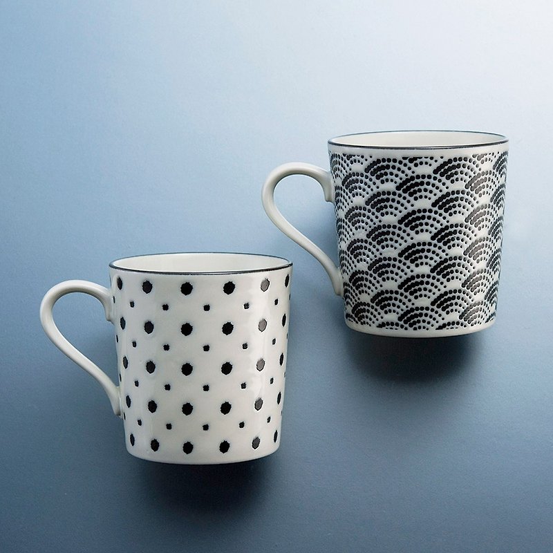 有种创意 - 日本美浓烧 - 小纹马克对杯礼盒组 (2件式) - 咖啡杯/马克杯 - 瓷 多色