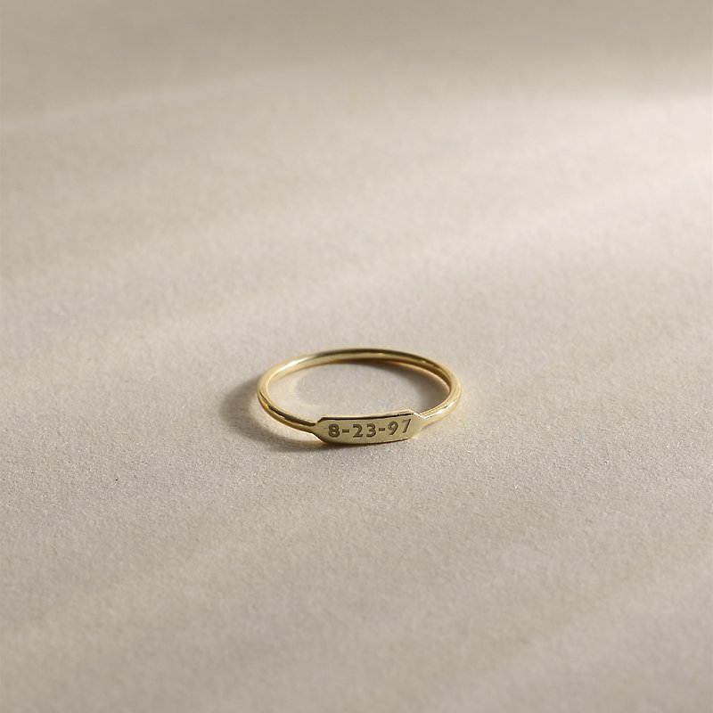 訂製化飾物 925純銀刻字首字母戒指 精緻簡約可疊戴戒指 交換禮物 - 戒指 - 银 金色