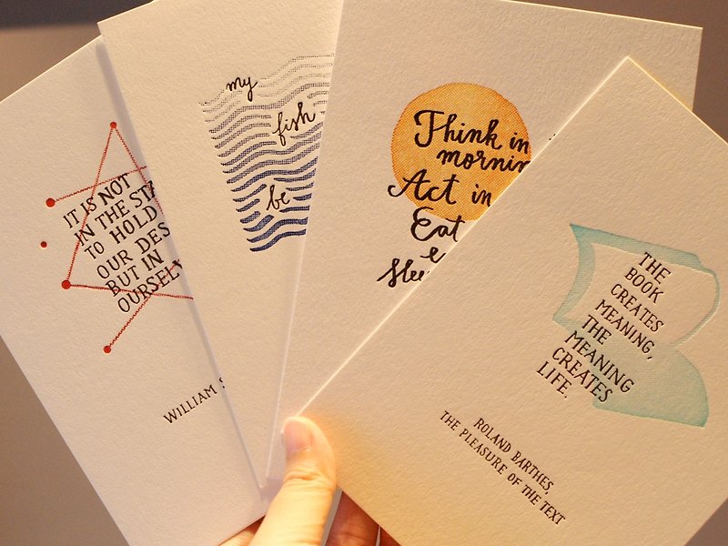 Quotes from Famous Writers Set of 4 Letterpress Prints - 海报/装饰画/版画 - 纸 白色