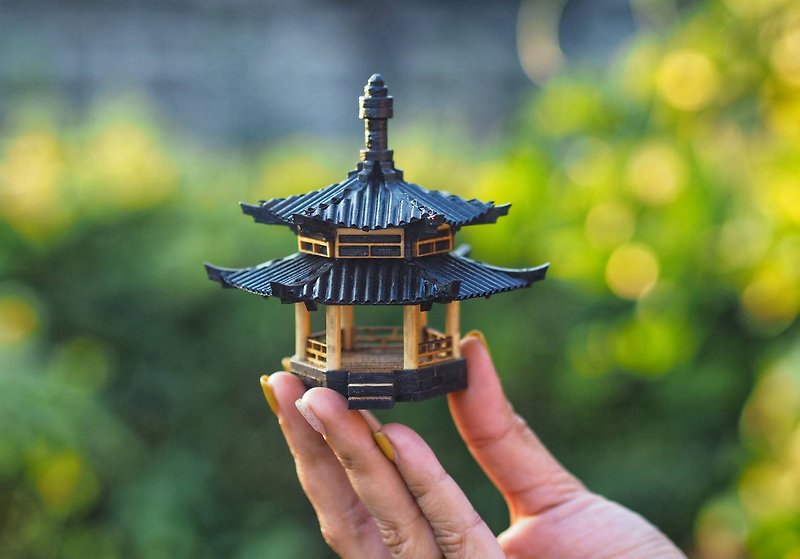Japanese pavilion model scale model for diorama or home and garden decoration - 摆饰 - 木头 咖啡色