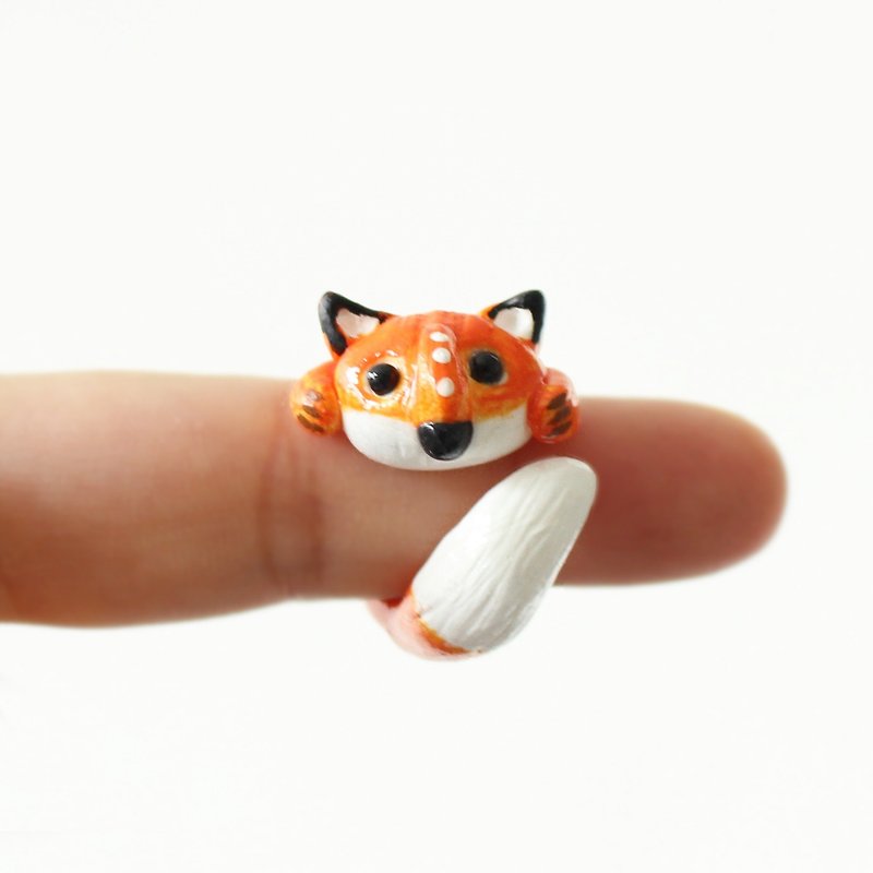 小狐狸戒指 - 手造指环 *独一无二的爱 - 戒指 - 陶 橘色