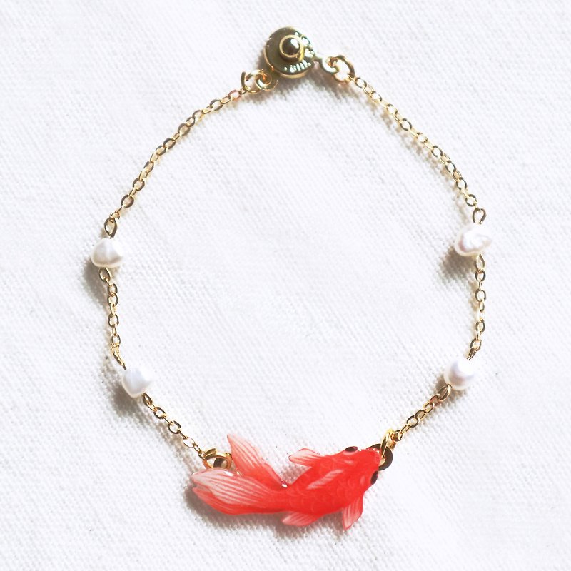 淡水 珍珠 红金鱼 手链 - 手链/手环 - 塑料 红色