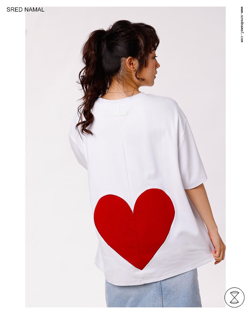 'Heartbeat' T-shirt - 男装上衣/T 恤 - 棉．麻 白色