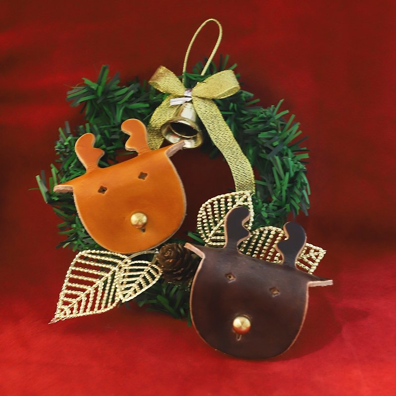 圣诞节皮革麋鹿集线器-黄。咖啡 (Xmas 、圣诞礼物、交换礼物) - 卷线器/电线收纳 - 真皮 多色