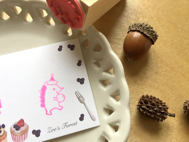 Zoe's Forest 圣诞帽刺猬印章 橡皮章 圣诞节交换礼物 - 印章/印台 - 木头 